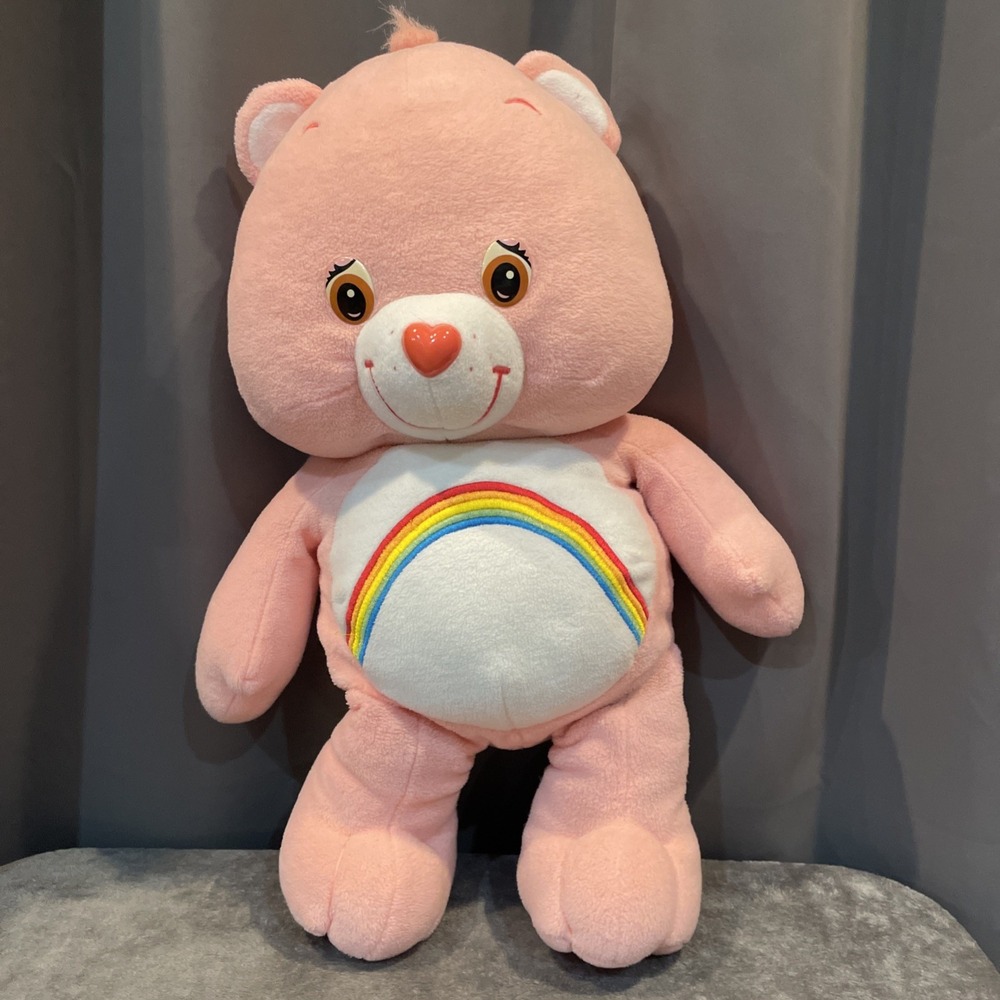 Vintage 2003 Care Bears Cheer Bear 24 "Jumbo Plush Play Along Rainbow Heart Rare
